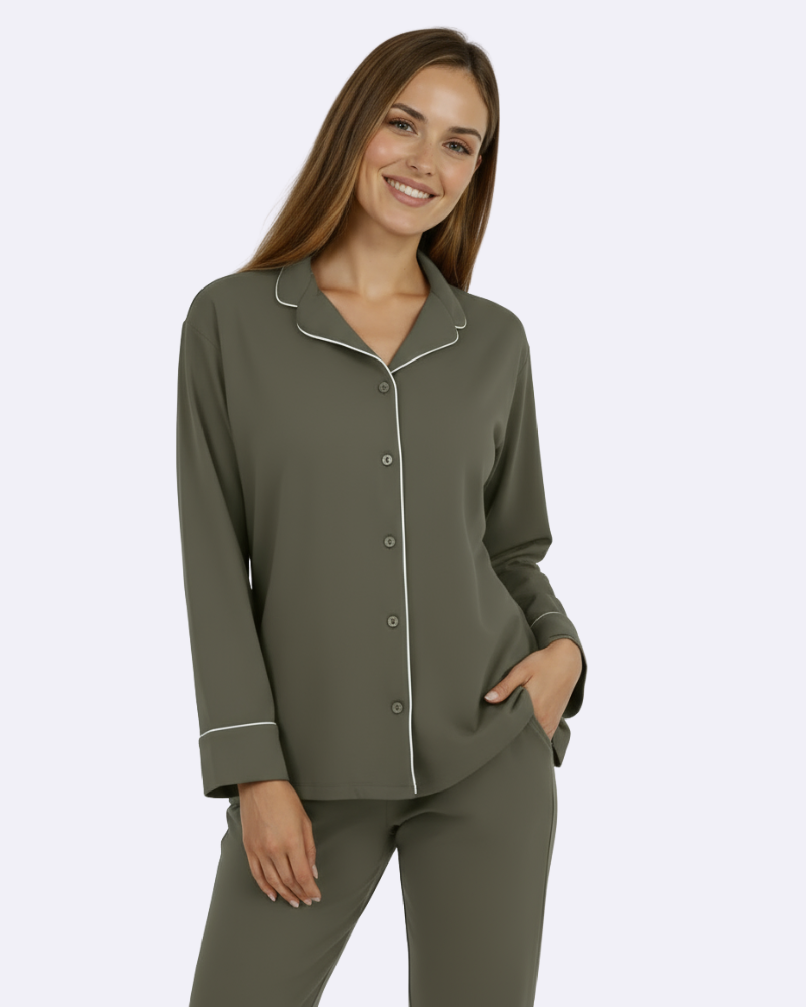 Klassieke pyjama in Smokey Olive