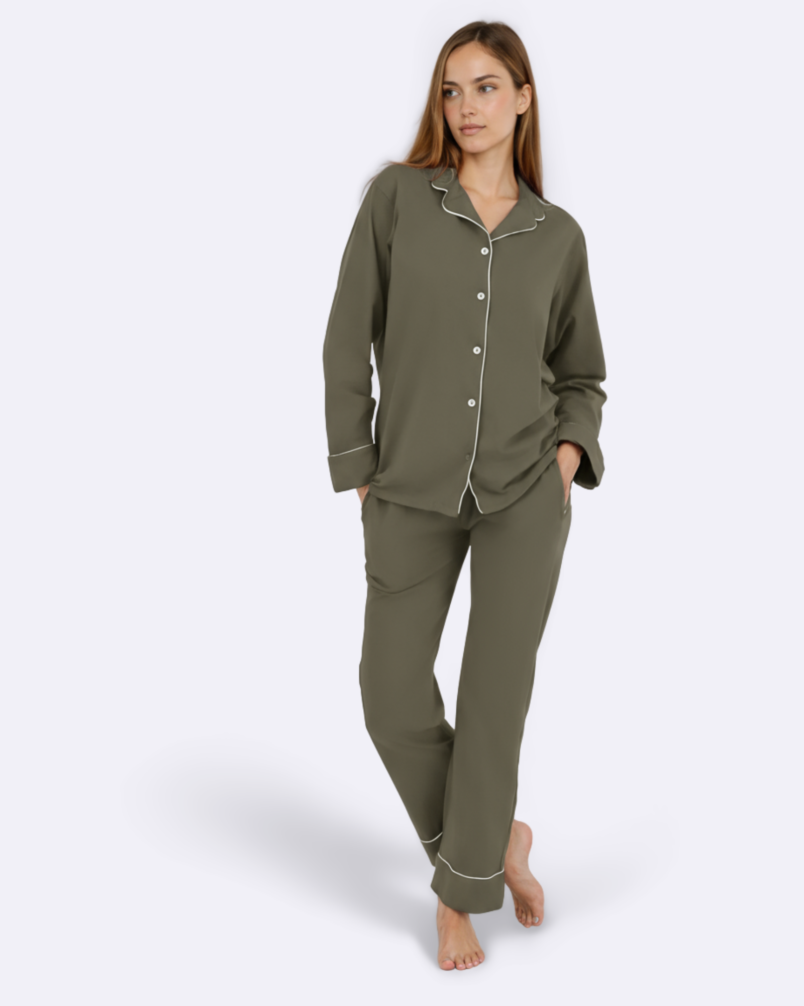Klassieke pyjama in Smokey Olive
